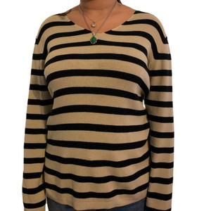 Tan and black striped acrylic sweater